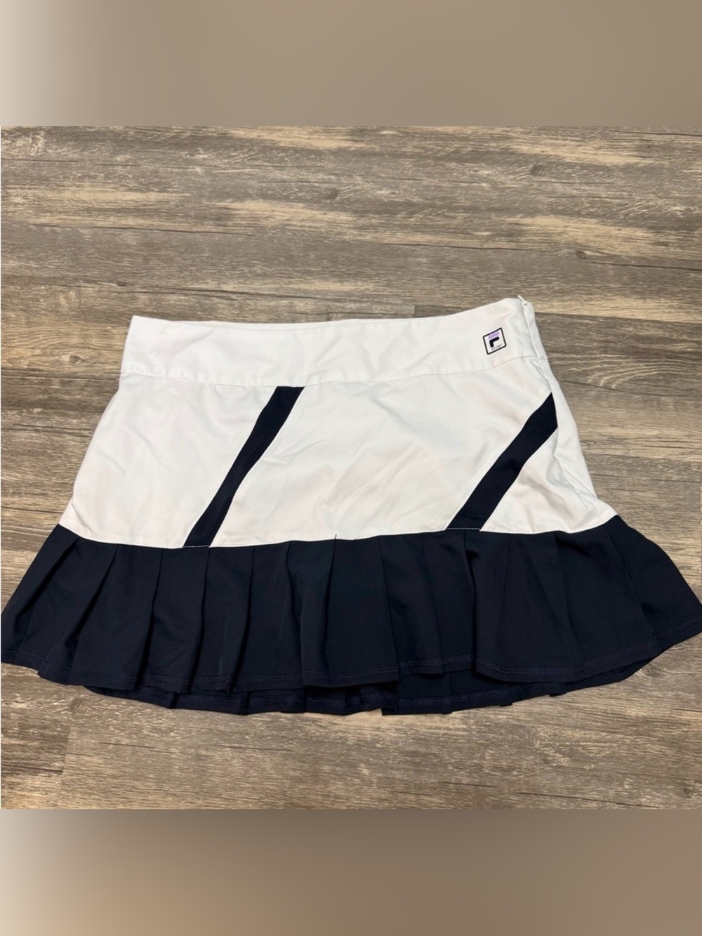 Fila White and Navy Pleated Active Tennis Skirt